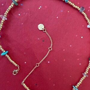 Pura Vida Gold Beaded Choker with Turquoise Accents and making Anklet